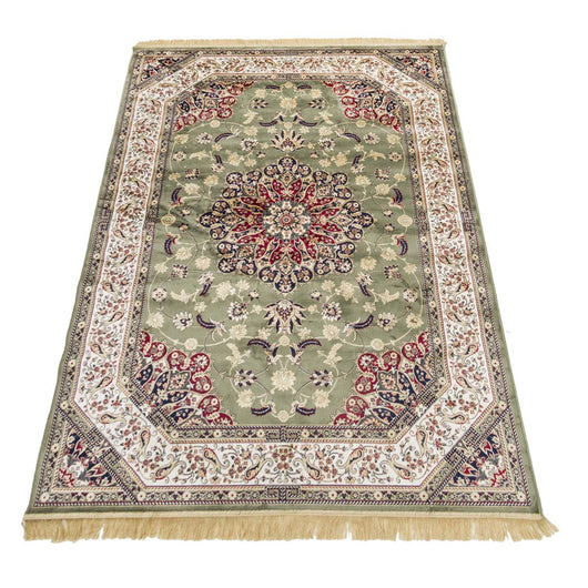 Tappeto RUBINE 317 Keshan VERDE motivo persiano orientale stile classico tradizionale cm.250x350. Tappeto salotto, soggiorno, camera da letto, ingresso, corridoio.