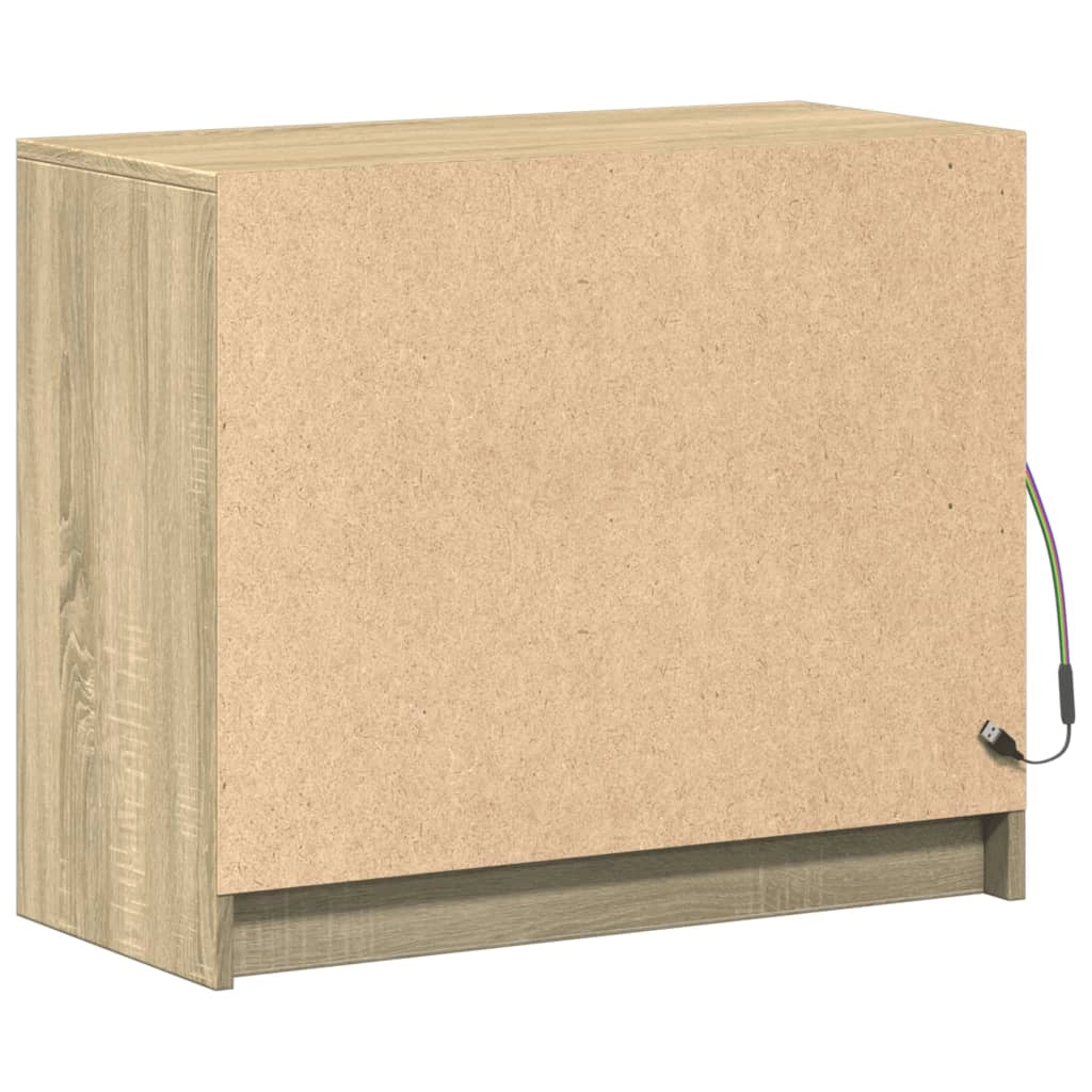 Buffet credenza cassettiera armadio mobile contenitore organizer per cucina soggiorno salotto con illuminazione a LED rovere Sonoma 72 x 34 x 61 cm legno ingegnerizzato marrone 02_0029798