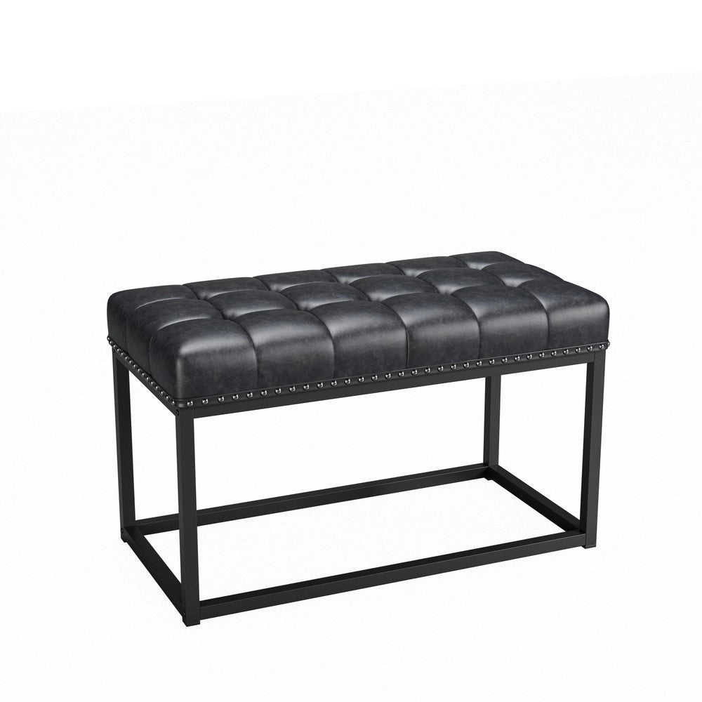 Panca Imbottita Vintage ¨C Xylo ¨C Similpelle Nera, Struttura Metallo, Seduta Trapuntata