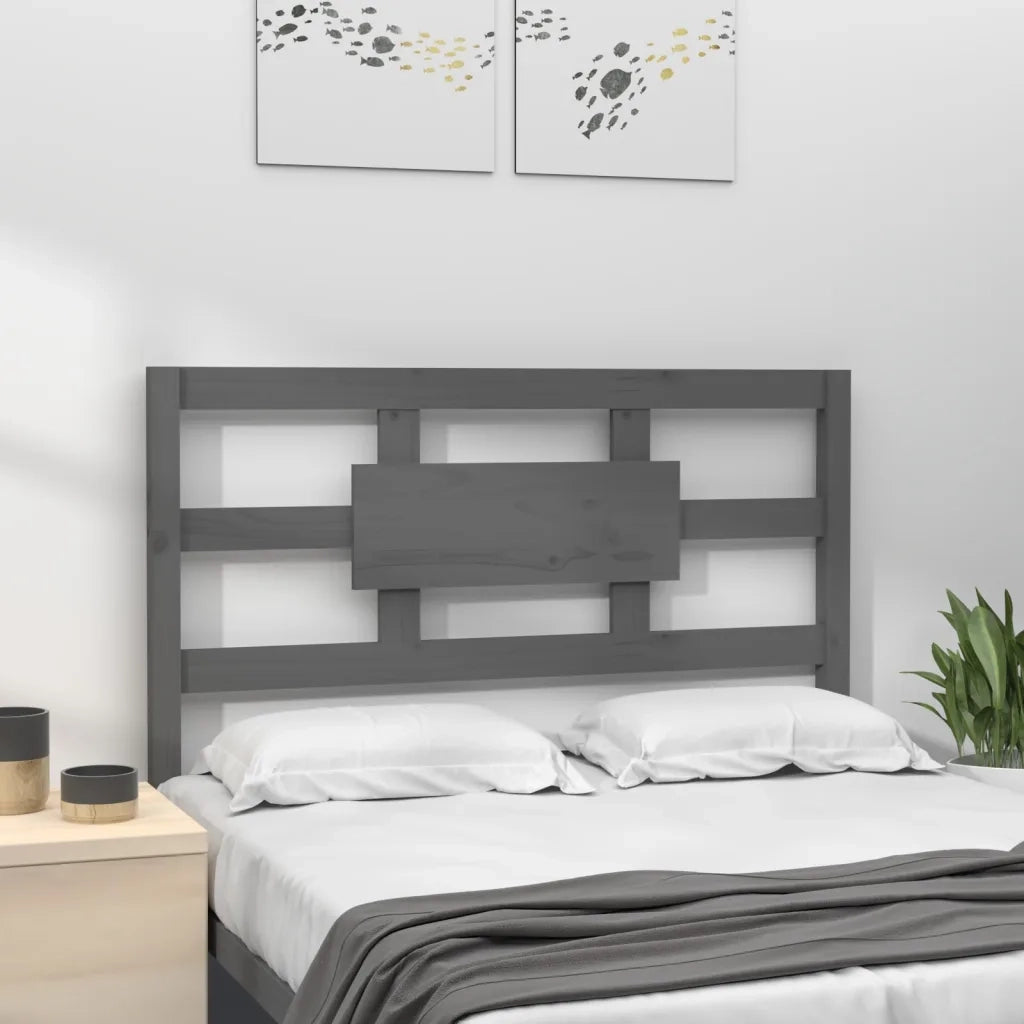Testiera per Letto Grigia 105,5x4x100 cm Legno Massello di Pino 818027