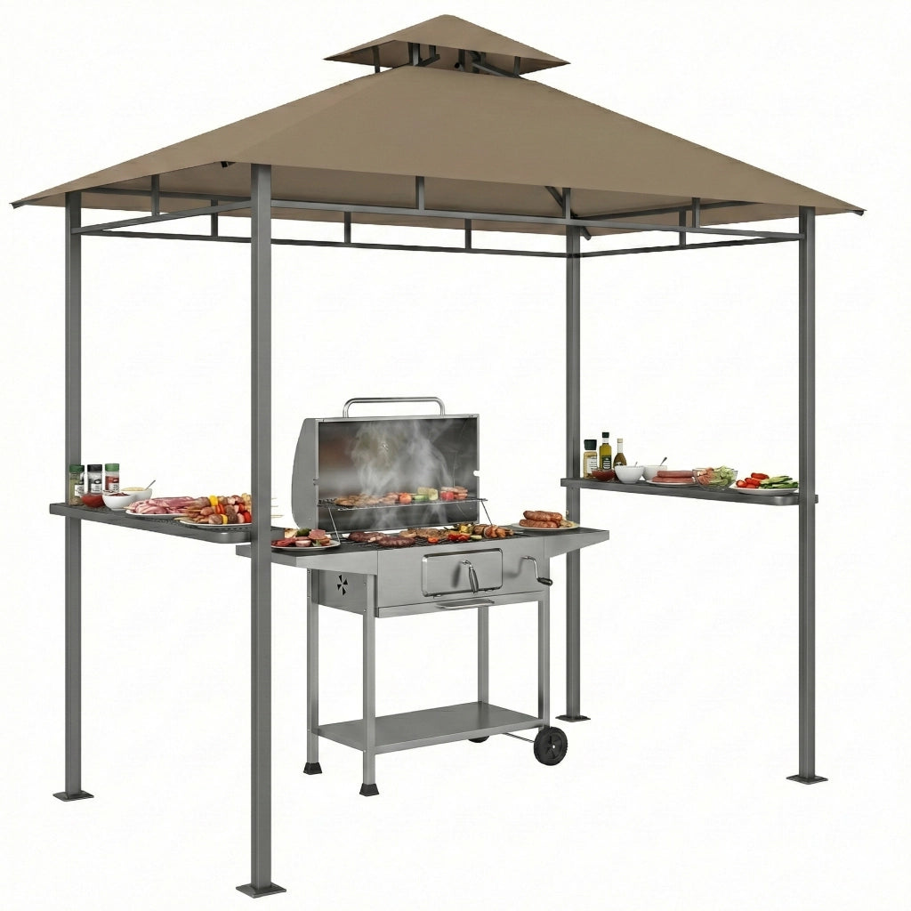 Tonnella Barbecue da Giardino ¨C Zephmum ¨C Marrone 245x146x255cm in Metallo