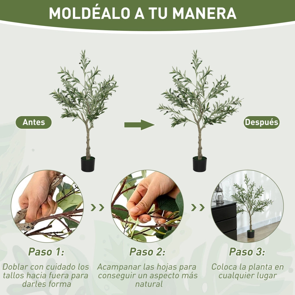 Albero di Olivo Artificiale 120 cm con Vaso ¨C zephmum ¨C Verde