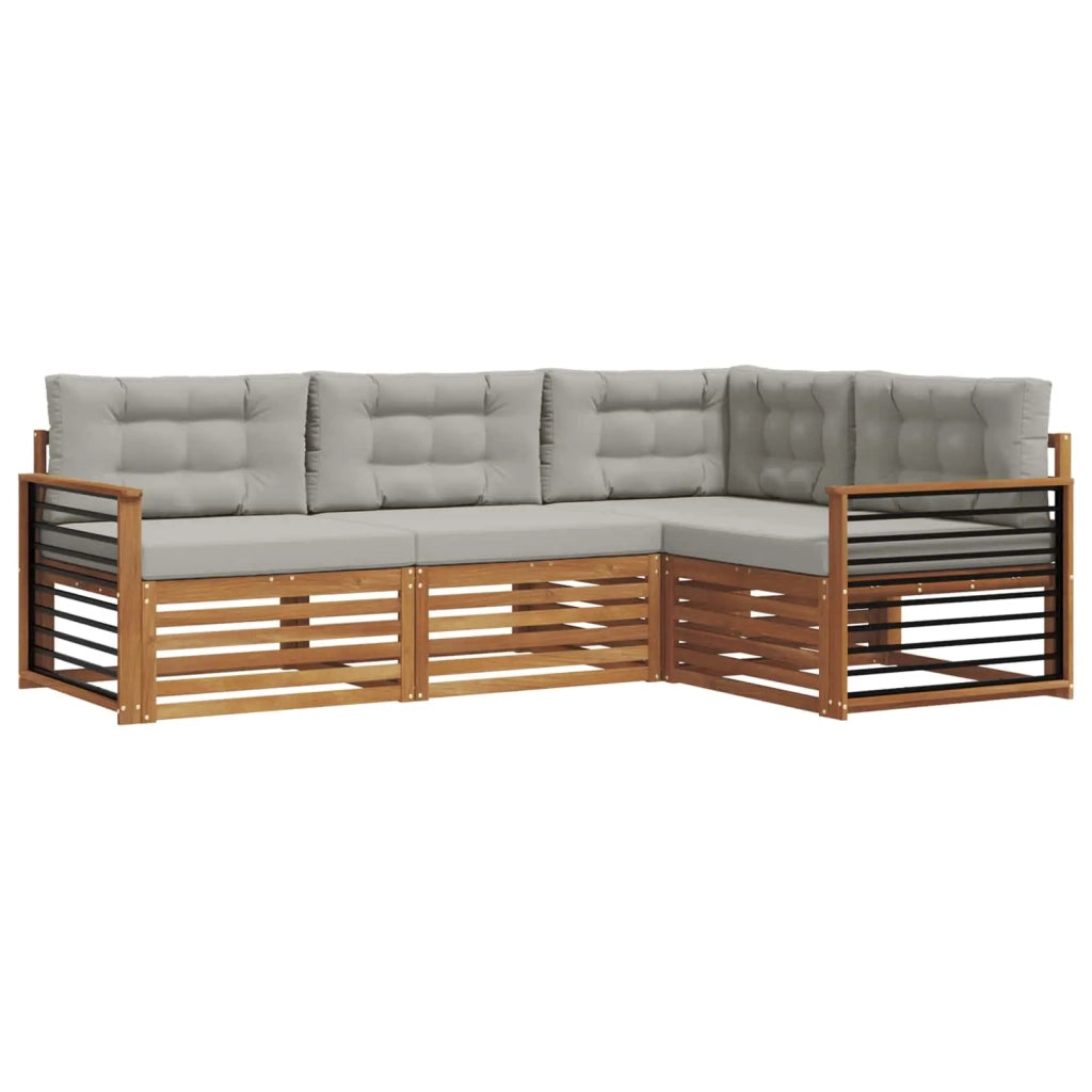 Set di divani da esterno 4 pcs Grigio Naturale e Chiaro 3373391