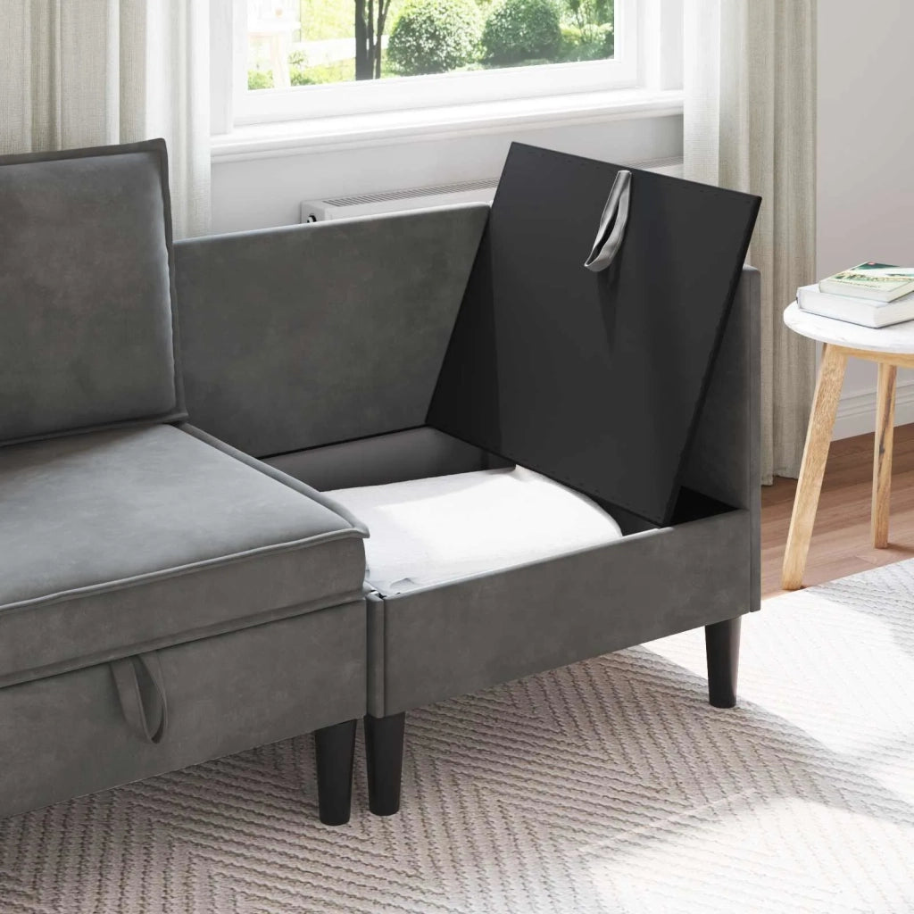 Divano | Divano da soggiorno | Sofa con Stoccaggio Grigio Scuro Velluto
