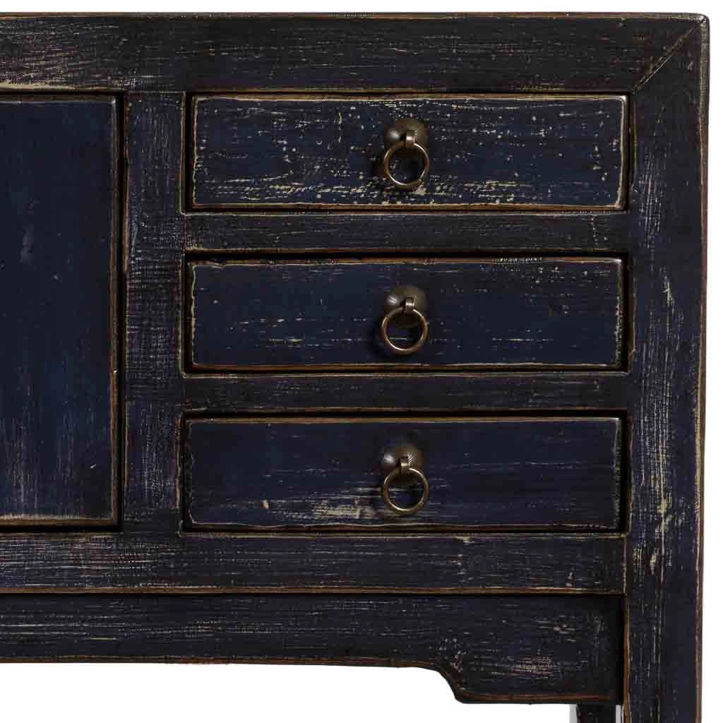Mobile da ingresso in legno nero invecchiato 100x26x87h cm