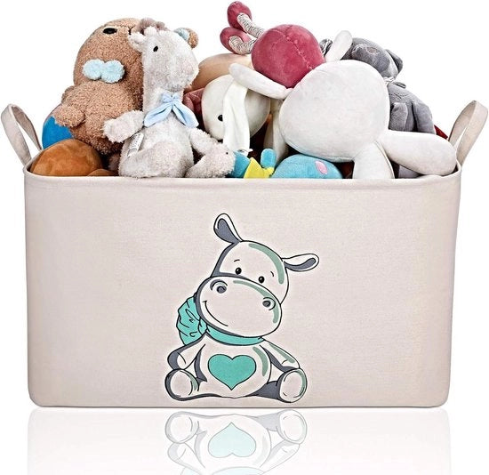 Scatola di stoccaggio per bambini rettangolare con coperchio - Grande capacità - Opportunità di ripiegamento - Cassetto per bagagliaio per bambini - Scatola di stoccaggio per giocattoli con tessuto rigido