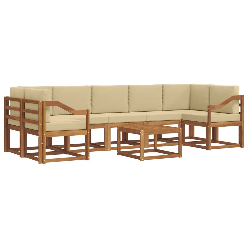 Set di divani da esterno con cuscino 8 pcs Naturale e Beige