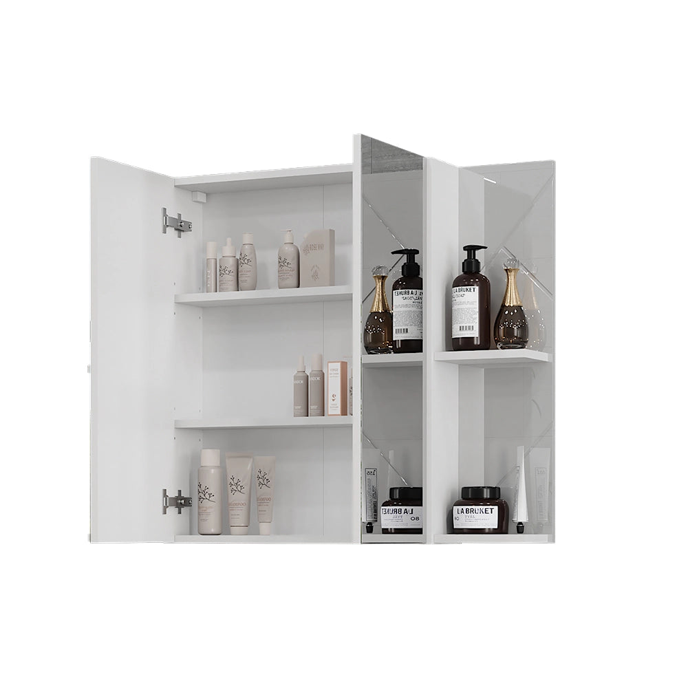 Vicco Mobile a specchio per il bagno Bianco/bianco lucido 100 x 75 cm con 2 porte