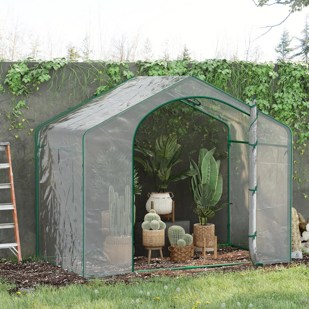 Serra da Esterno con Ingresso a Zip e Presa d'Aria Superiore, in Plastica e Acciaio, 180x100x152 cm, Trasparente