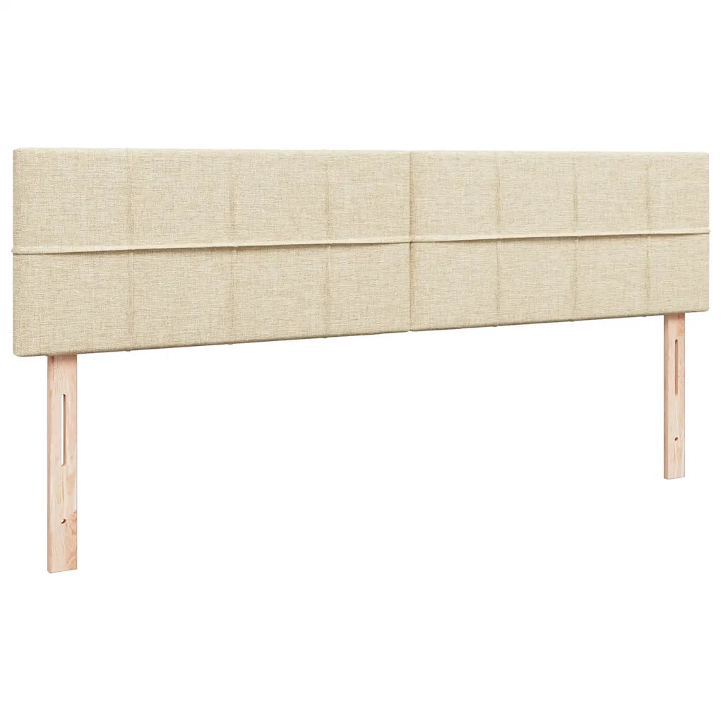 Struttura Letto Pouf con Materassi Crema 200x200 cm in Tessuto