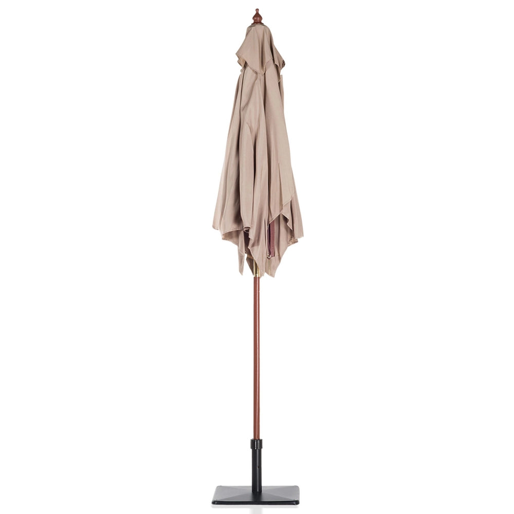 Ombrellone da giardino in tessuto beige sabbia legno di betulla 244 cm resistente agli agenti atmosferici