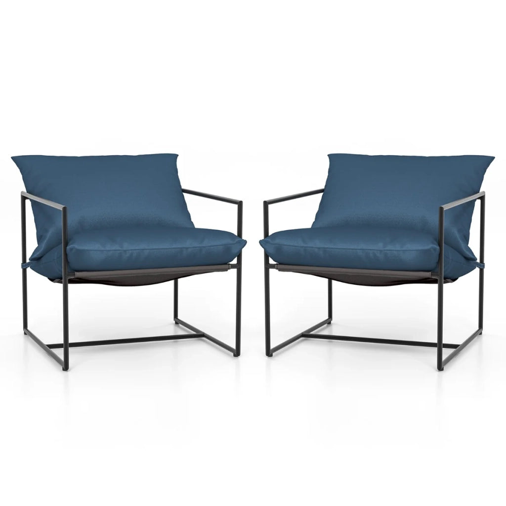 Set di 2 sedie da giardino ergonomiche 71 x 71 x 61 cm con comodi cuscini stile moderno metallo nero 20_0020004