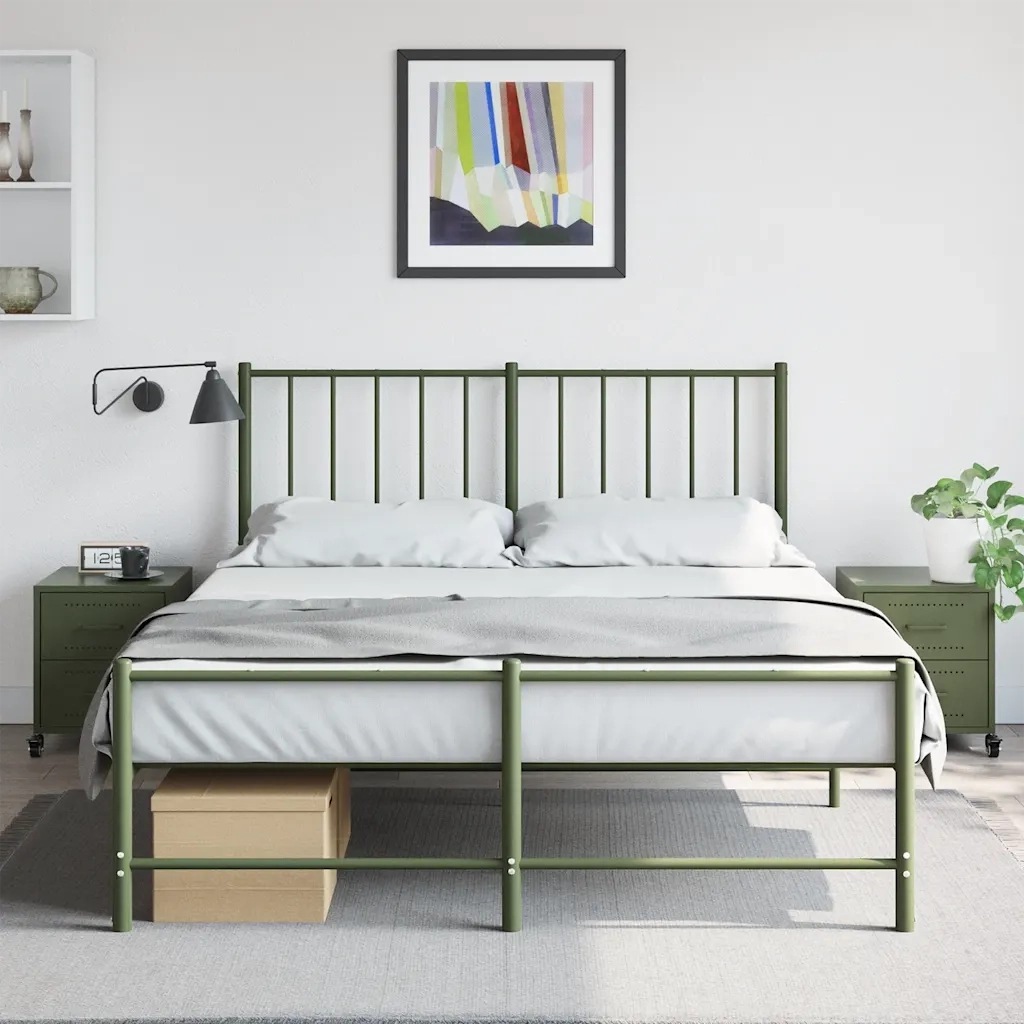 Comodini 2 pz-Set di 2 Tavolino da notte Verde Oliva 36x39x43,5 cm in Acciaio 757920