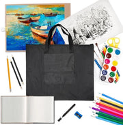 Portafoglio per Arti Visive - Borsa per Schizzi e Disegni - Borsa per Quadri - Formato A2 - Carta per Schizzi da Conservare - Borsa in Pelle Nera
