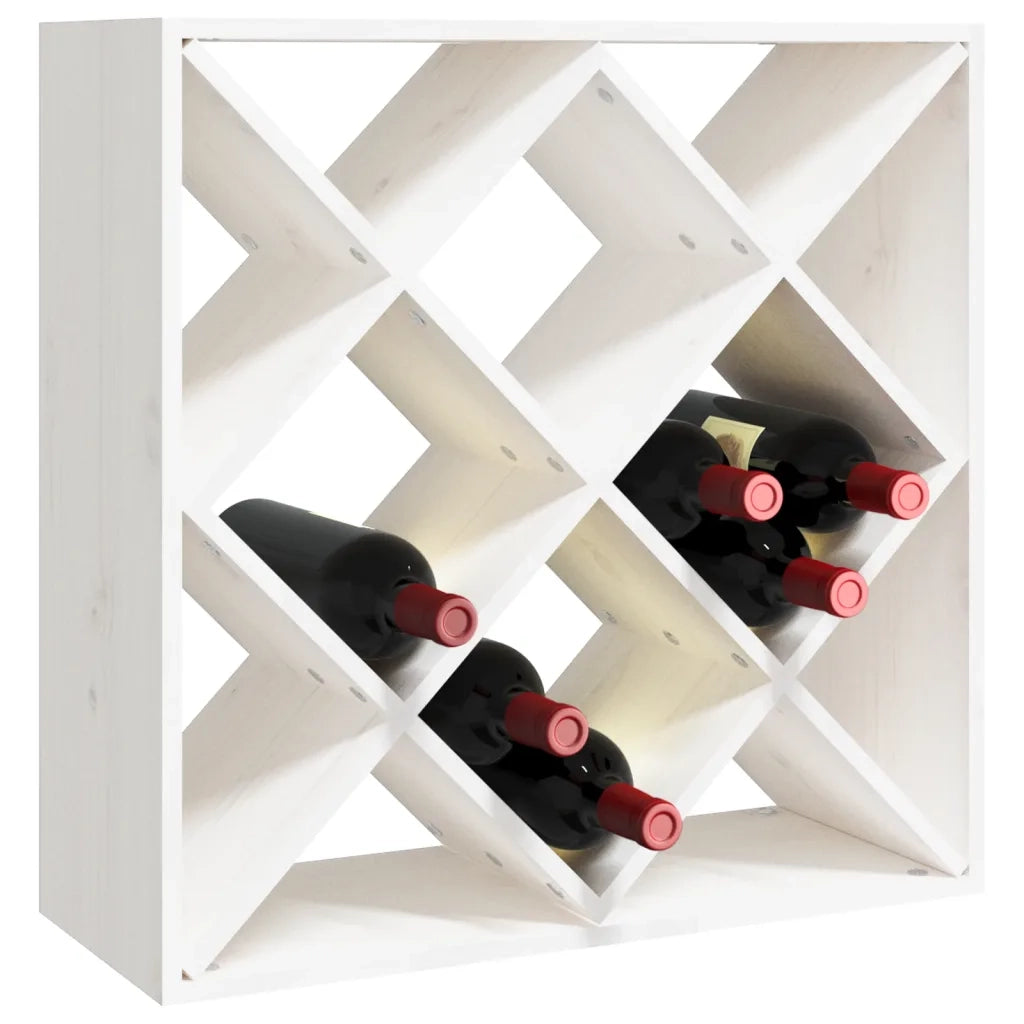 Portabottiglie Bianco 62x25x62 cm in Legno Massello di Pino cod mxl 34729