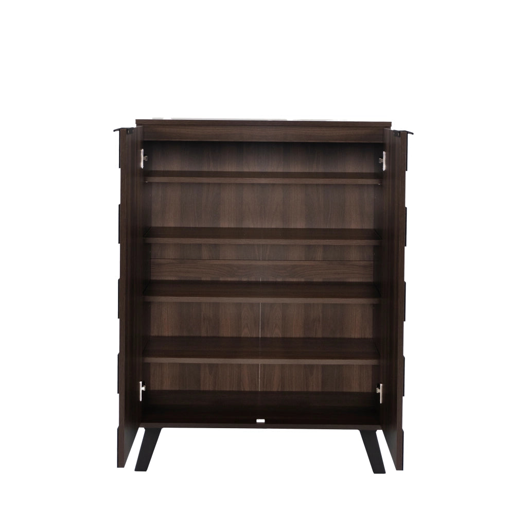 Scarpiera Moderna in Legno Scuro con 5 Ripiani Regolabili; 80;5x35x109;5 cm