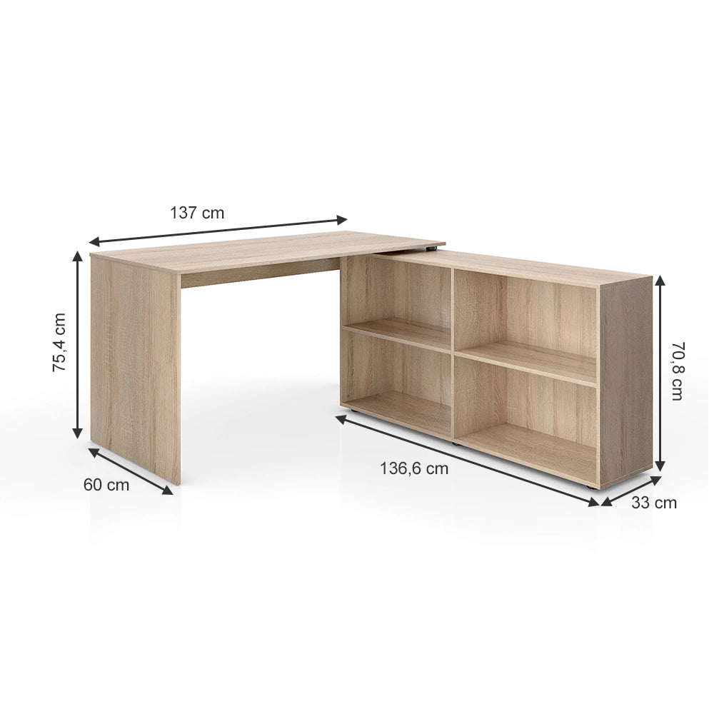 Vicco Scrivania angolare Sonoma 137 x 60 cm