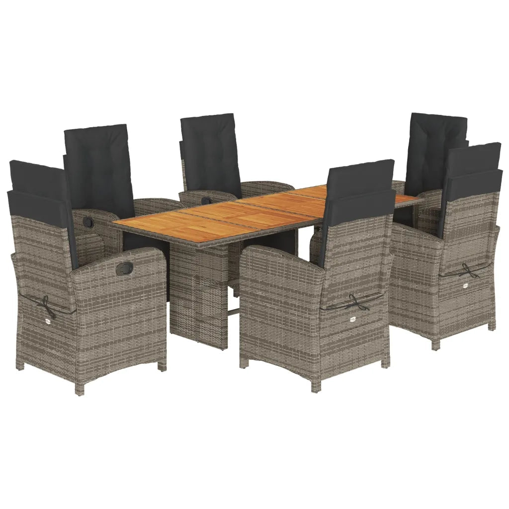 Set da Pranzo da Giardino 7 pz con Cuscini in Polyrattan Grigio 3212506