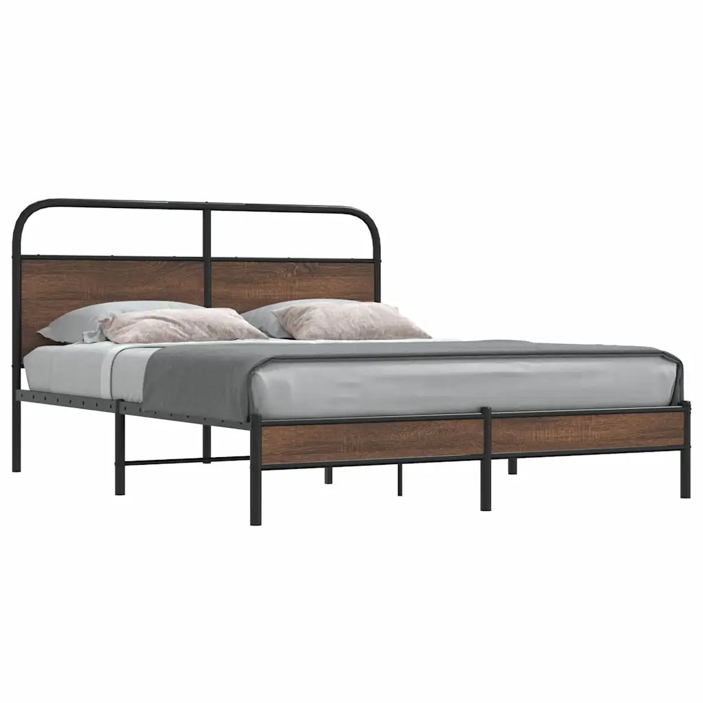 Letto matrimoniale | Letto per adulti | Giroletto senza Materasso Rovere Marrone 150x200 cm Truciolato