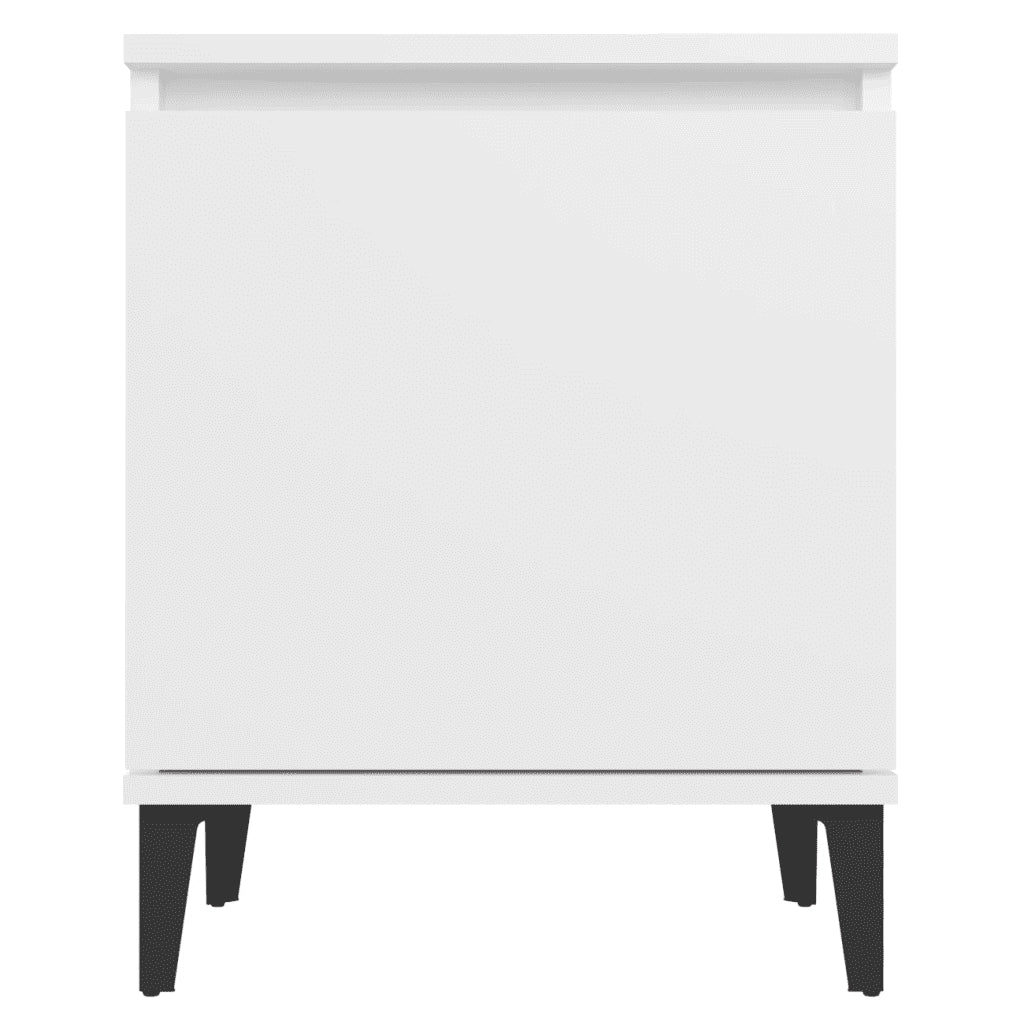 Comodini | Armadio da Notte | Mobiletto da notte con Gambe in Metallo Bianco 40x30x50 cm