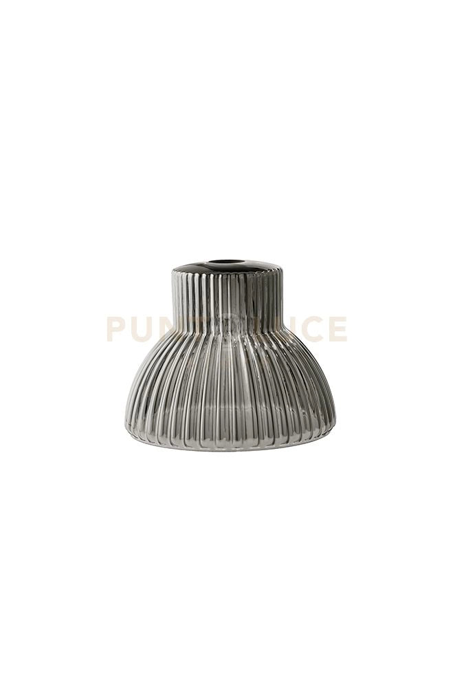 Vetro soffiato millerighe specchiato fumé attacco E27  per collezione Head d.25cm