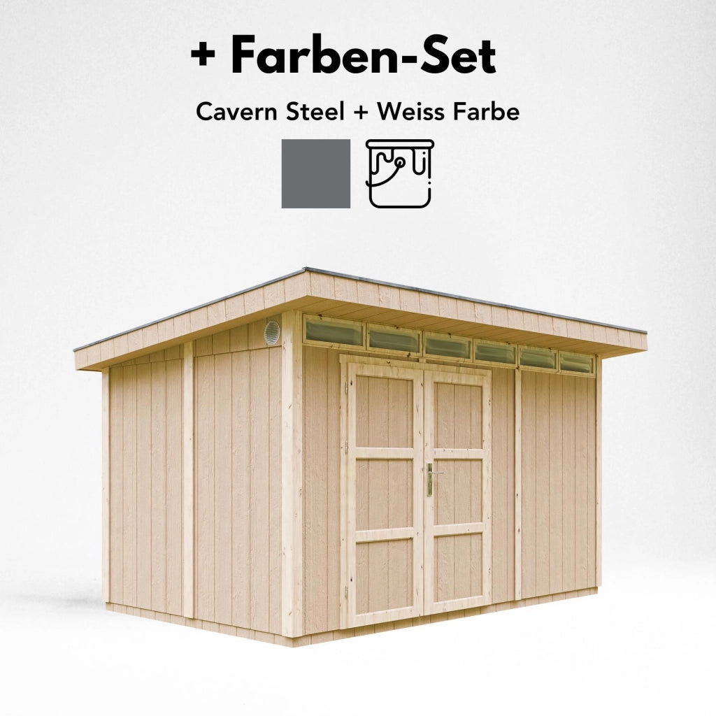 Casetta da Giardino di QUALIT? PREMIUM 8,7m?²-L412xW279cm - TIMBELA M904A-CAVERN STEEL
