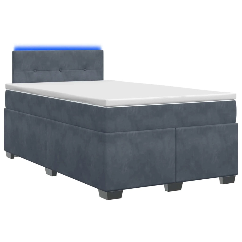 Letto con Box Spring, Materasso e LED Grigio Scuro 120 x 200 cm 3452157