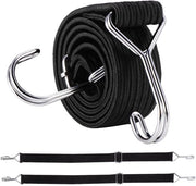Set di espander spanbandi con ganci, piano, regolabile, elastico rigido con ganci metallici, spanner in gomma extra resistente, elastici per tende, giardino, bicicletta, auto, vela, nero