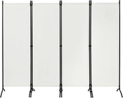 WOLTU Paravento 4 Pannelli 224x182 cm Crema, Divisorio per Camera da Letto, Parete Divisoria Pieghevole, Paravento per Interni ed Esterni, Ideale per Soggiorno, Balcone e Giardino
