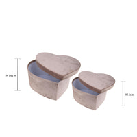 Set 2 Scatole Cuore 27 e 25 cm Velluto