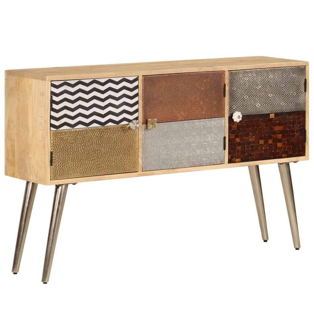Buffet credenza mobiletto consolle mobile contenitore 120 cm legno massello di mango 4402259