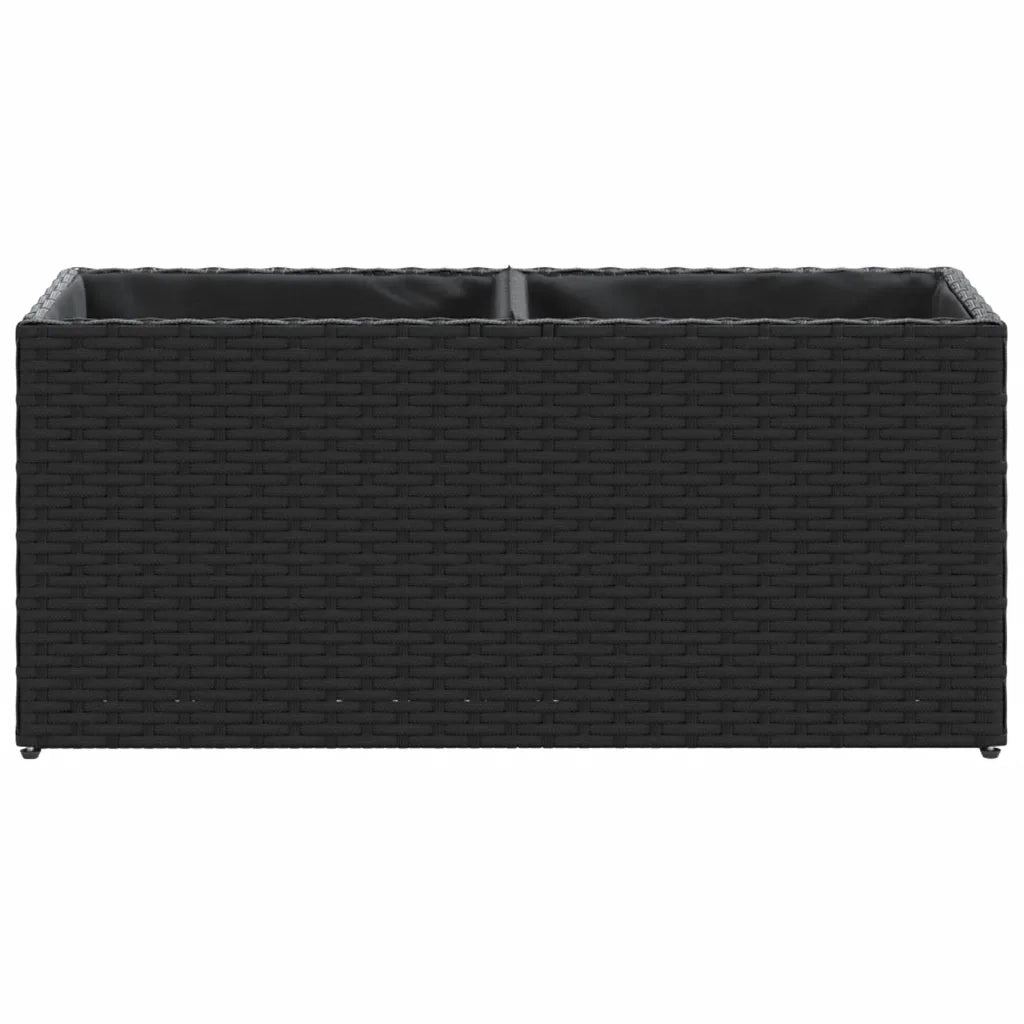Fioriera da Giardino con 2 Vasi Nera 72x30x32 cm in Polyrattan