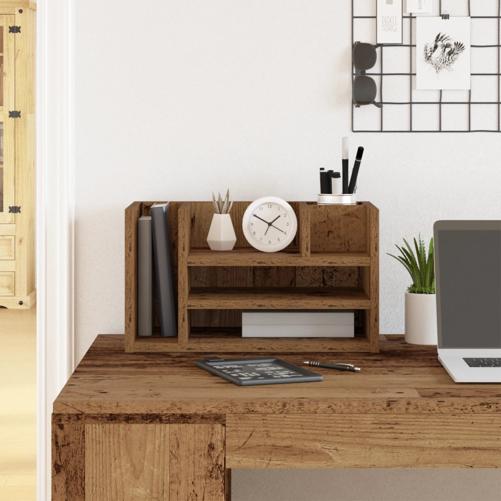 Organizzatore da scrivania Rovere Vecchio 44.5x24x25 cm Legno Ingenerizzato