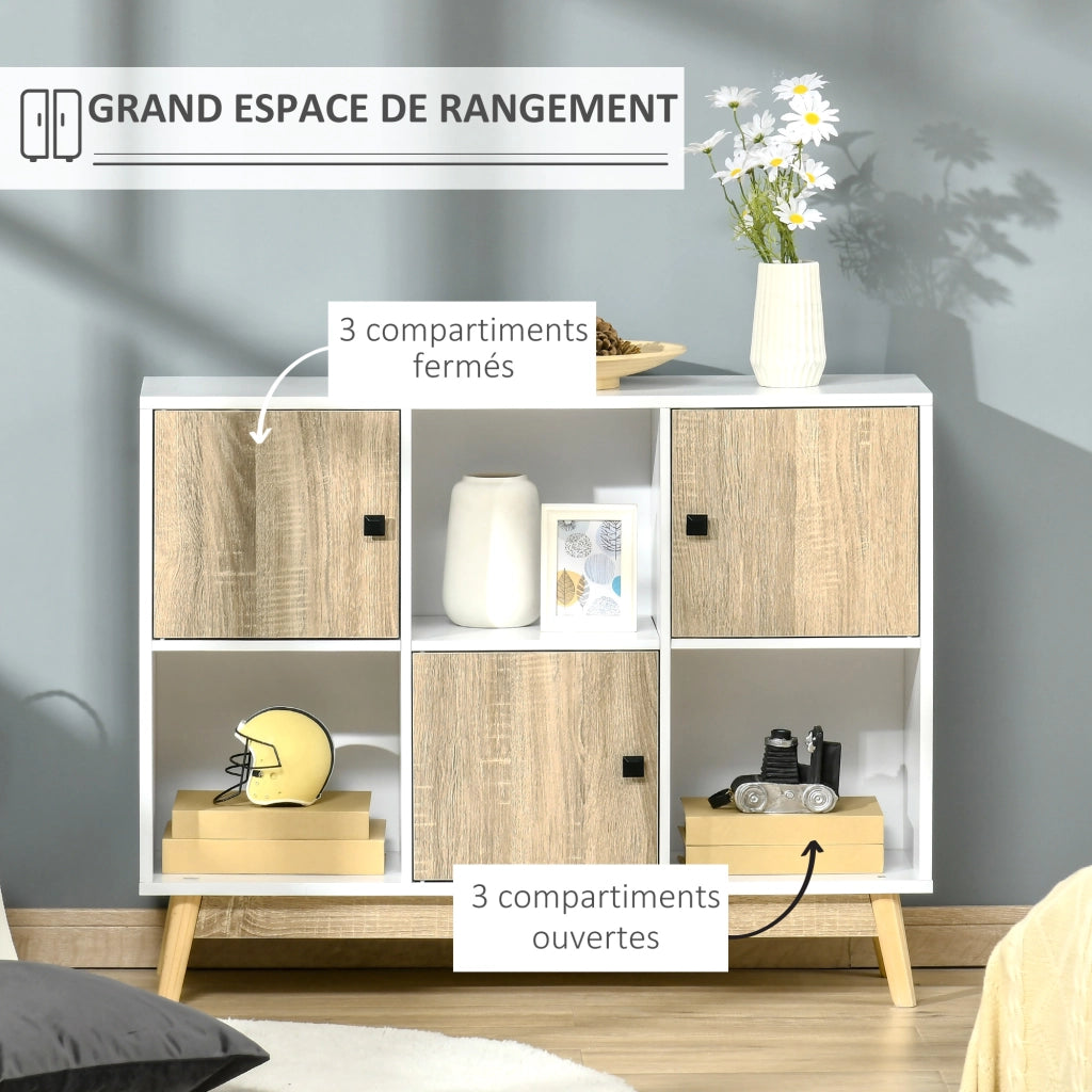 Mobile TV con cassetti e ante ¨C zephmum ¨C bianco, legno, 96x30x75 cm