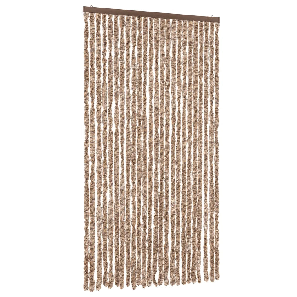 Tenda Antimosche Beige e Marrone Scuro 100x230 cm in Ciniglia CFW1271663
