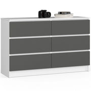 Cassettiera AKORD K120 Bianca 120 cm 6 cassetti inserto frontale Grigio Grafite 120x40x77 cm