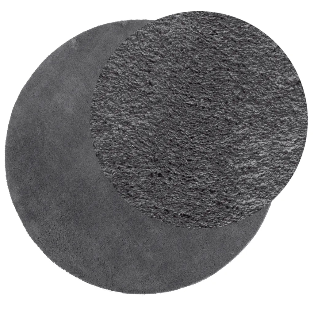 Tappeto a Pelo Corto HUARTE Morbido e Lavabile Antracite Ø120cm 375010