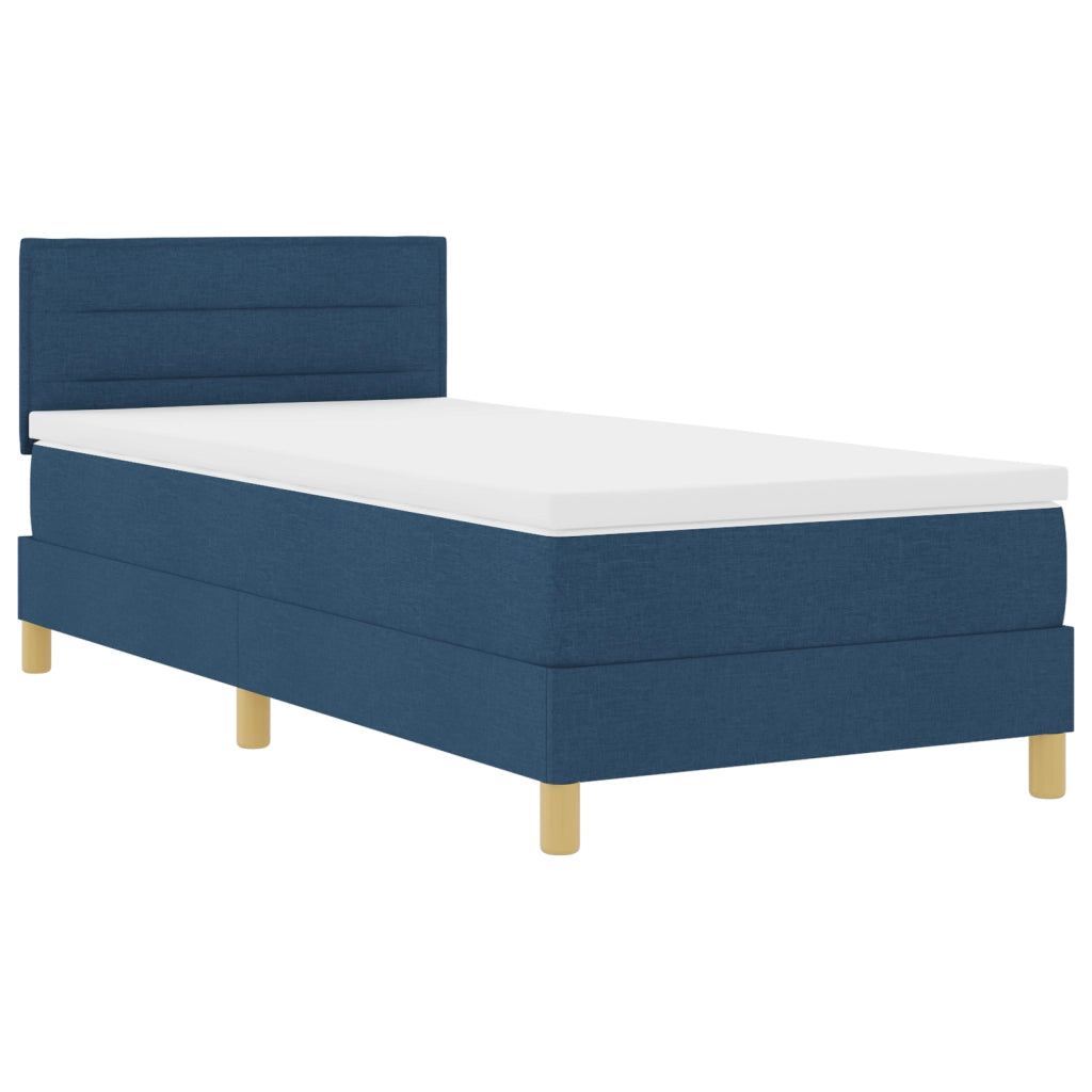 Letto Box Spring con Materasso & LED Blu 90x200 cm Tessuto