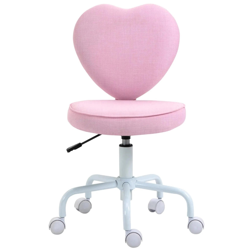 Sedia da ufficio rosa con schienale a cuore regolabile