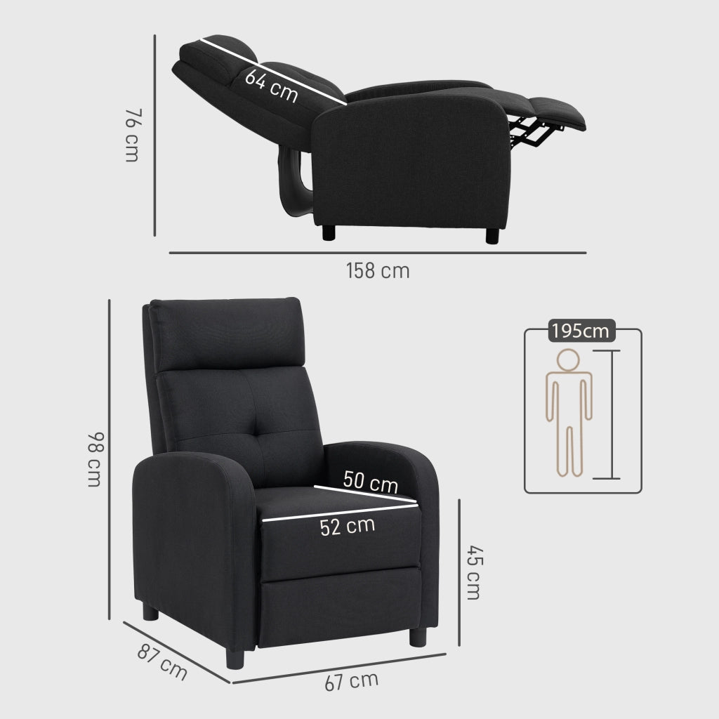 Poltrona Relax Reclinabile Massaggiante in Tessuto ¨C Zephmum ¨C Nero