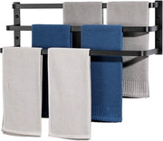 Supporto asciugamano nero Supporto asciugamano multifunzionale per ospiti Montaggio a parete Tre pannelli di asciugamano per bagno e cucina 64CM