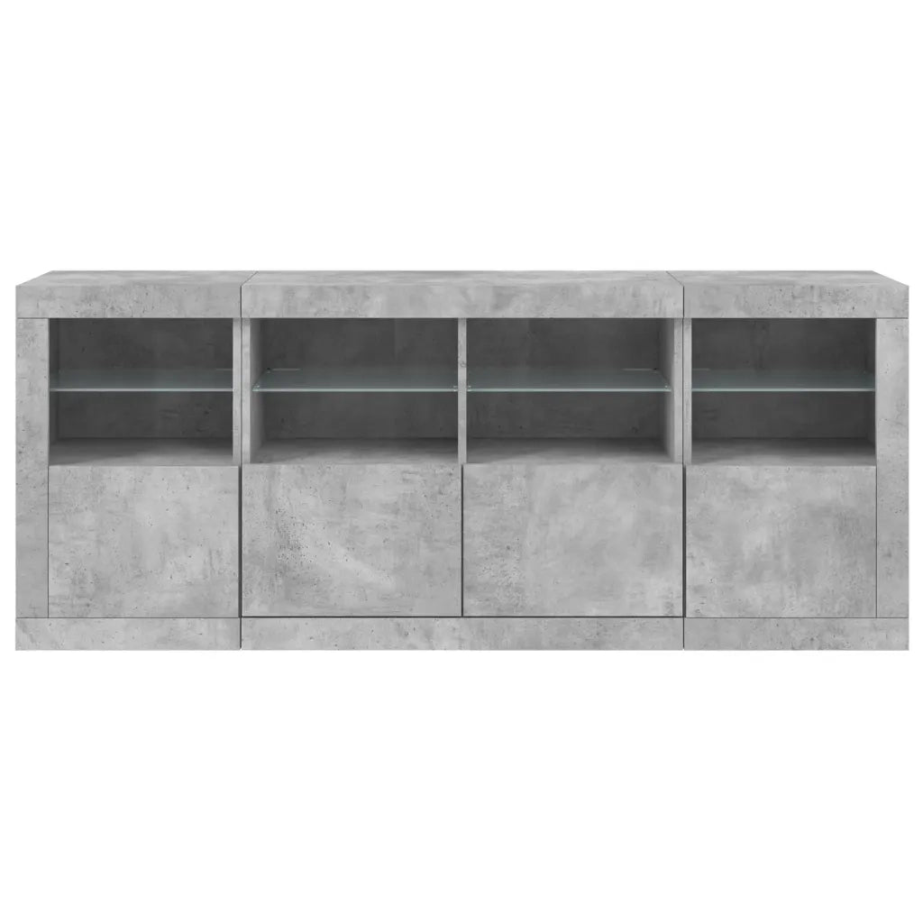 Credenza con Luci LED Grigio Cemento 163x37x67 cm 3209075