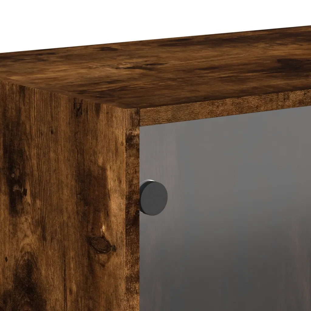 Mobile a Muro con Ante in Vetro Rovere Fumo 68,5x37x35 cm 836505