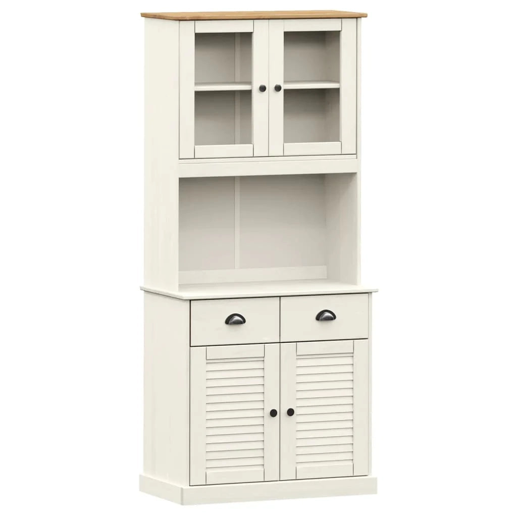 Buffet credenza cassettiera armadio mobile contenitore organizer cucina soggiorno salotto alto 78 x 40 x 175 cm legno massello di pino bianco 02_0035661