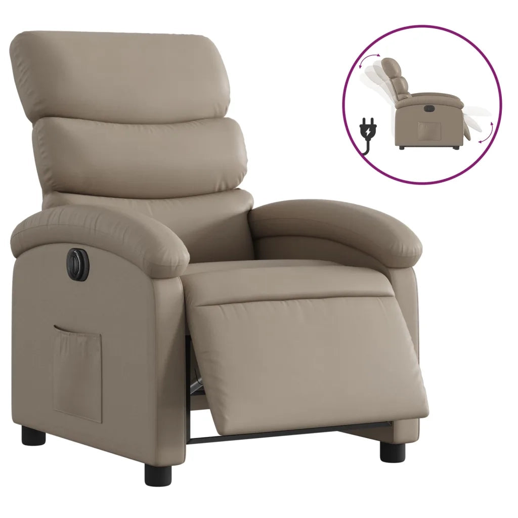 Divano Sedia-Poltrona Reclinabile Elettrica Cappuccino in Similpelle 817451