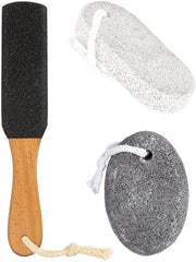 Set di 3 Strumenti per la Curazione dei Piedi con Pietra Piumata e Legno