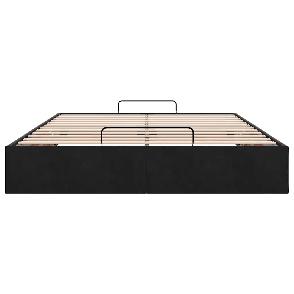 Struttura Letto Pouf senza Materasso Nero 140x200 cm in Velluto