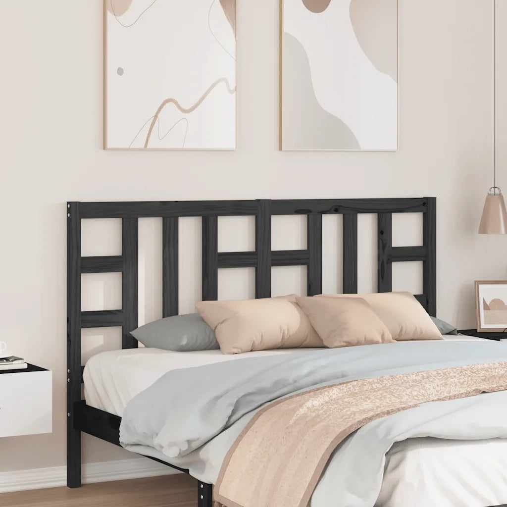 Testiera per Letto-Testata-Testiera Decorativa Nera 166x4x100 cm in Legno Massello di Pino 406359