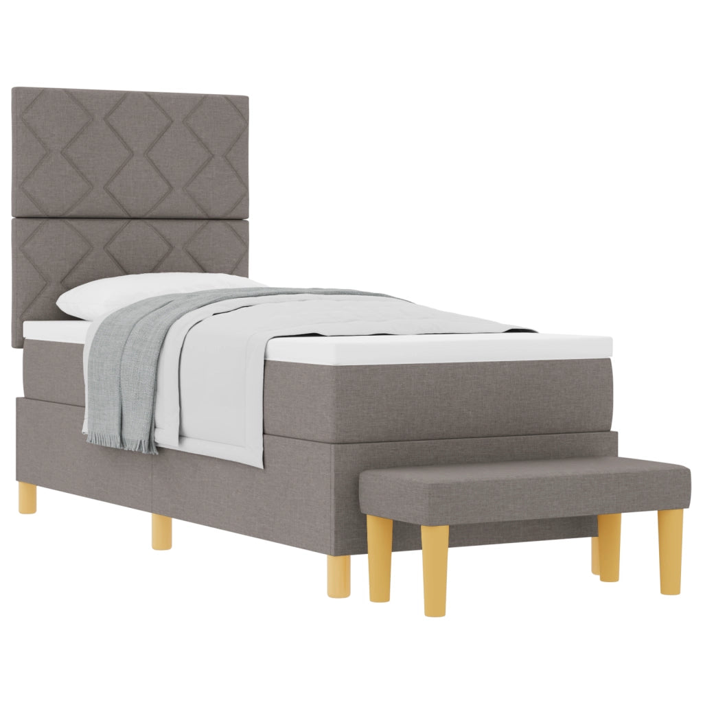 Letto a Molle con Materasso & Panchina Tortora 80x200 cm Tessuto