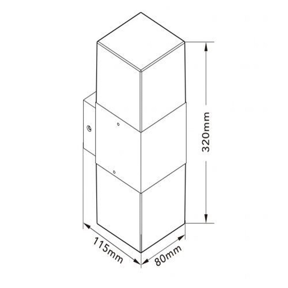 Trade Shop - Applique Da Esterno A Parete Doppia Emissione Di Luce 2 Attacchi E27 Ip44 Ruggine Esm-01c -